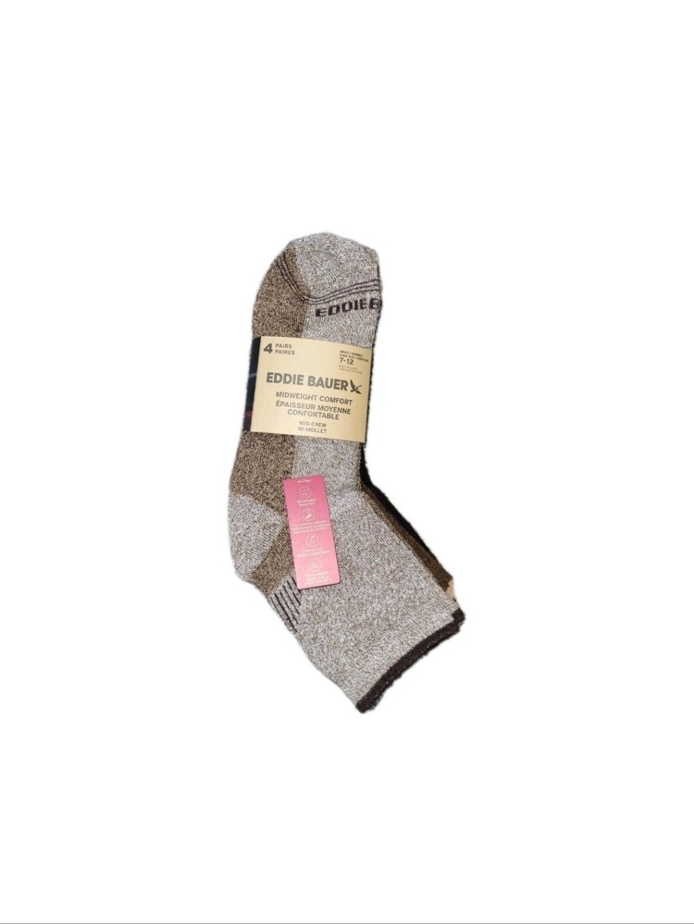 Eddie Bauer 4 Pack Mens Size 7-12 Socks Midweight Comfort Mid-Crew Unisex Socks